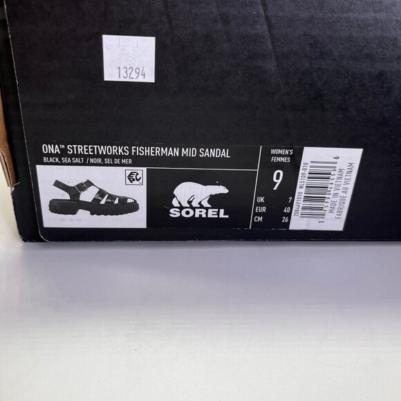 Sorel Ona Streetworks Fisherman Mid Sandal Size 9 Black Leather Platform Chunky - Picture 15 of 15